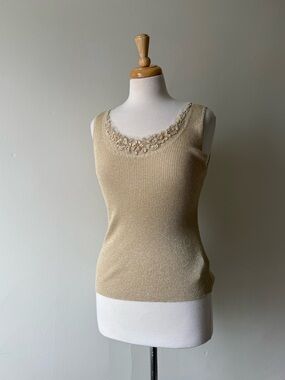 NyGard Collection Metallic Knit Embellished Tank Top